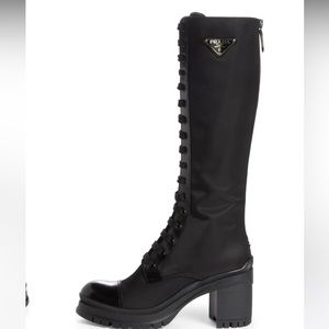 AUTHENTIC PRADA knee high cap toe boot